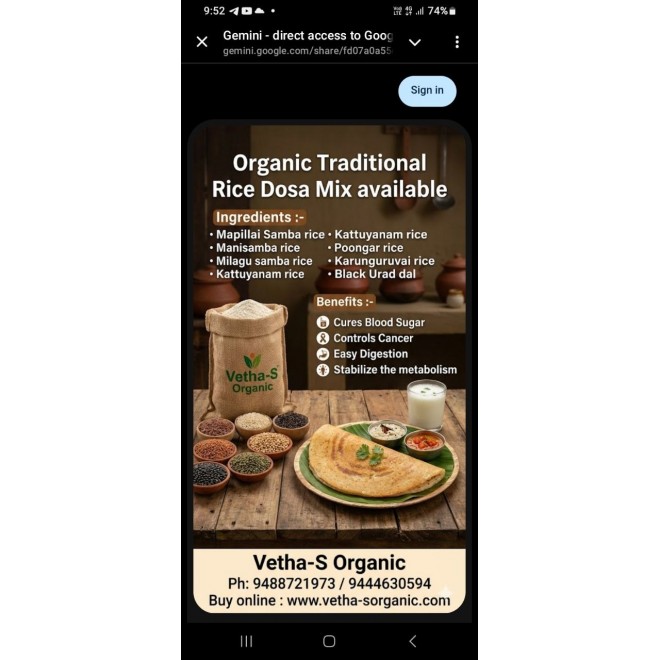 Organic Traditional Rice Dry Dosa Mix / பாரம்பரிய அரிசிகள் தோசை மாவு